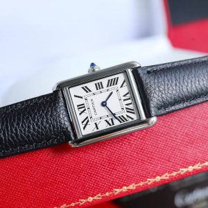 13341914380061154 TANK MUST SMALL STEEL LEATHER STRAP WHITE DIAL