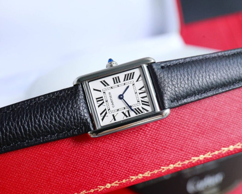 13341914380061154 TANK MUST SMALL STEEL LEATHER STRAP WHITE DIAL