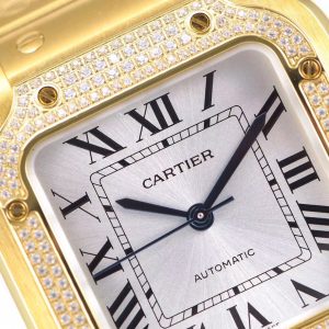 SANTOS LADY 35.1MM AUTOMATIC GOLD DIAMOND BEZEL