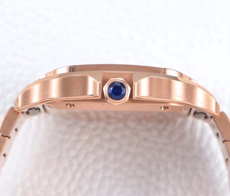 SANTOS LADY 35.1MM AUTOMATIC PINK GOLD DIAMOND BEZEL