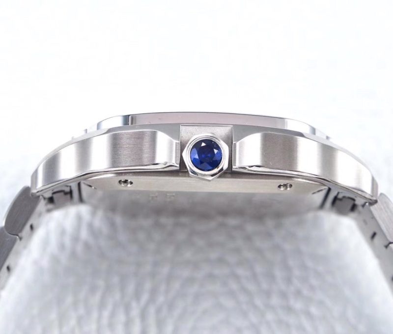 SANTOS LADY 35.1MM AUTOMATIC SILVER DIAMOND BEZEL