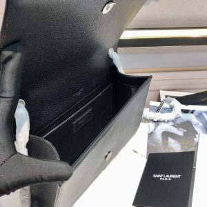 kate medium 24cm black grained calfskin silver hardware