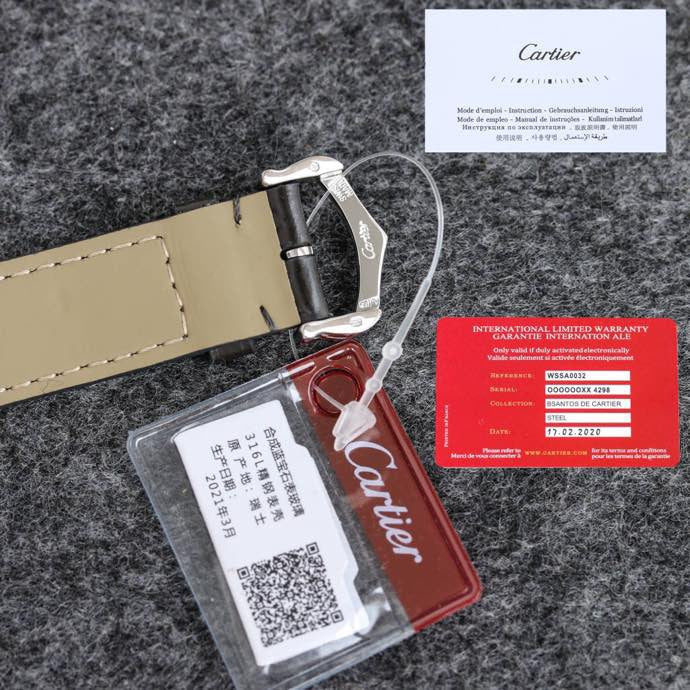 13343061415383443 SANTOS DUMONT LADY SILVER CASE CROCODILE STRAP