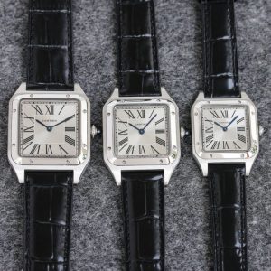 13343062090242460 SANTOS DUMONT LADY SILVER CASE CROCODILE STRAP