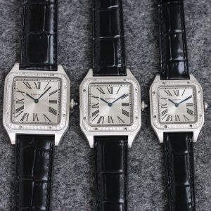 13343062108709933 SANTOS DUMONT LADY SILVER CASE CROCODILE STRAP