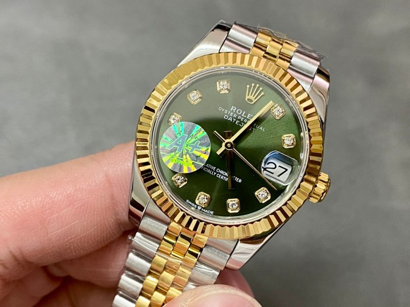 13343576260016388 DATEJUST 31MM GOLD STEEL GREEN DIAL
