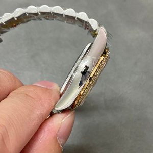 DATEJUST 31MM GOLD STEEL DIAMOND BEZEL YELLOW DIAL