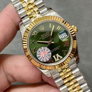 13343576489662518 DATEJUST 36MM GOLD STEEL DIAMOND NUMERALS GREEN DIAL