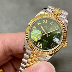 13343576491166304 DATEJUST 36MM GOLD STEEL DIAMOND NUMERALS GREEN DIAL