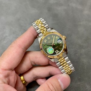 13343576492763368 DATEJUST 36MM GOLD STEEL DIAMOND NUMERALS GREEN DIAL