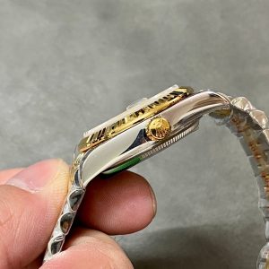 13343576495733526 DATEJUST 36MM GOLD STEEL DIAMOND NUMERALS GREEN DIAL