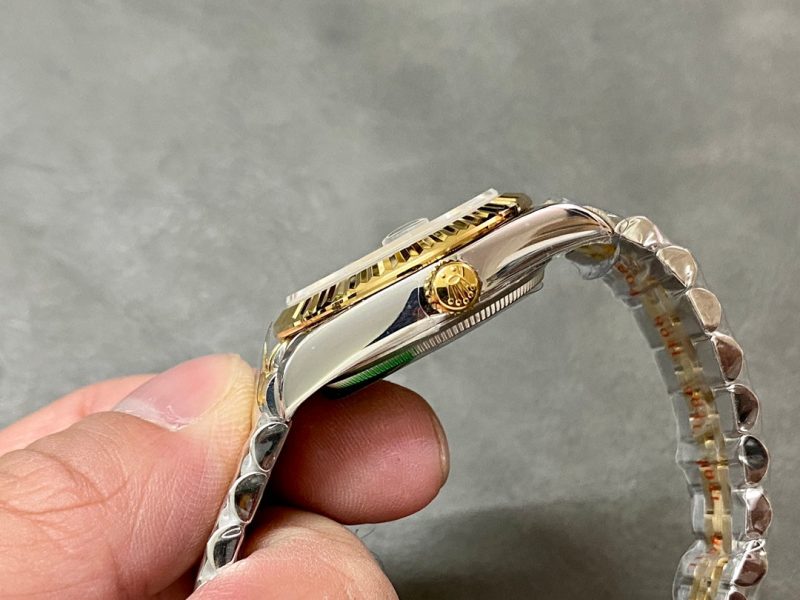 13343576495733526 DATEJUST 36MM GOLD STEEL DIAMOND NUMERALS GREEN DIAL