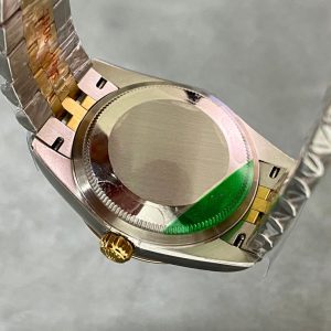 13343576496980054 DATEJUST 36MM GOLD STEEL DIAMOND NUMERALS GREEN DIAL