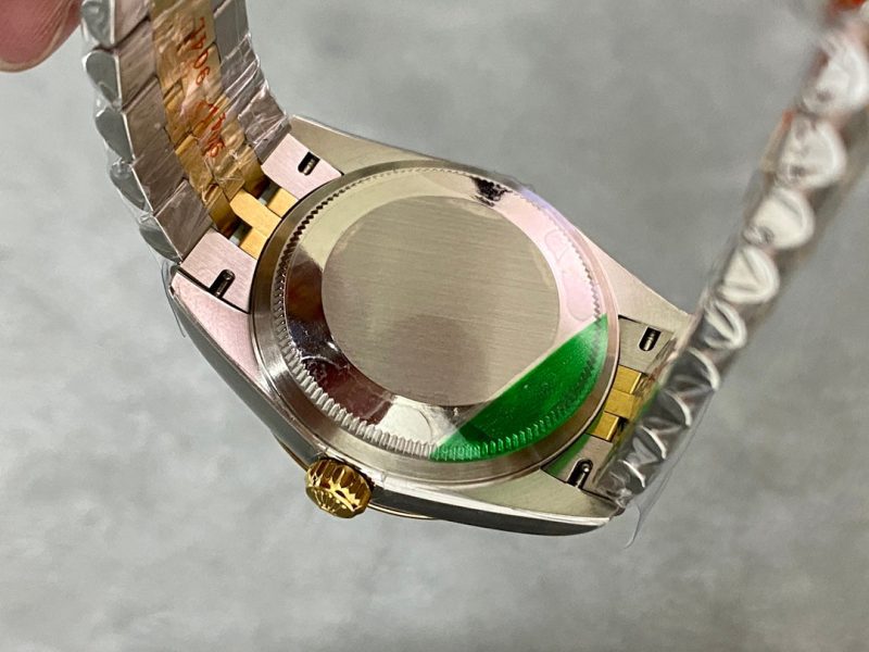 13343576496980054 DATEJUST 36MM GOLD STEEL DIAMOND NUMERALS GREEN DIAL