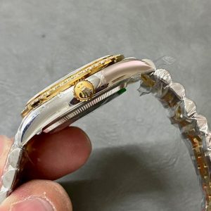 DATEJUST 36MM GOLD STEEL DIAMOND BEZEL GREEN DIAL