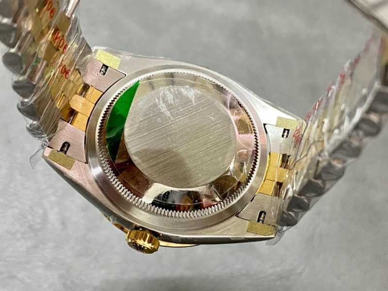 DATEJUST 36MM GOLD STEEL DIAMOND BEZEL GREEN DIAL