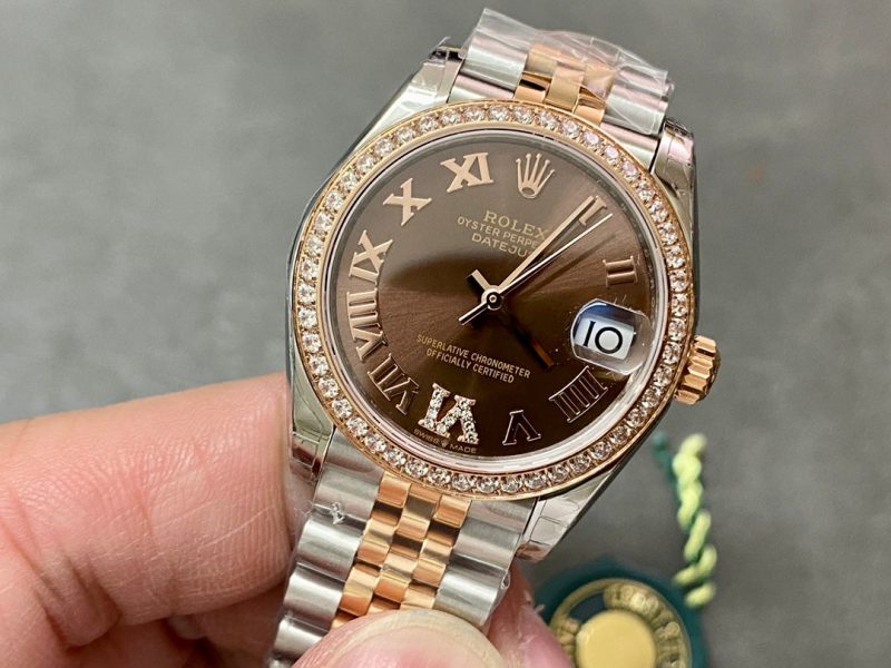 13343576763595318 DATEJUST 31MM PINK GOLD STEEL CHOCOLATE DIAL