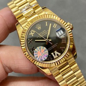 DATEJUST 31MM GOLD DIAMOND NUMERALS BLACK DIAL
