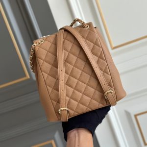 SMALL BACKPACK 20.5 BROWN GRAINED CALFSKIN