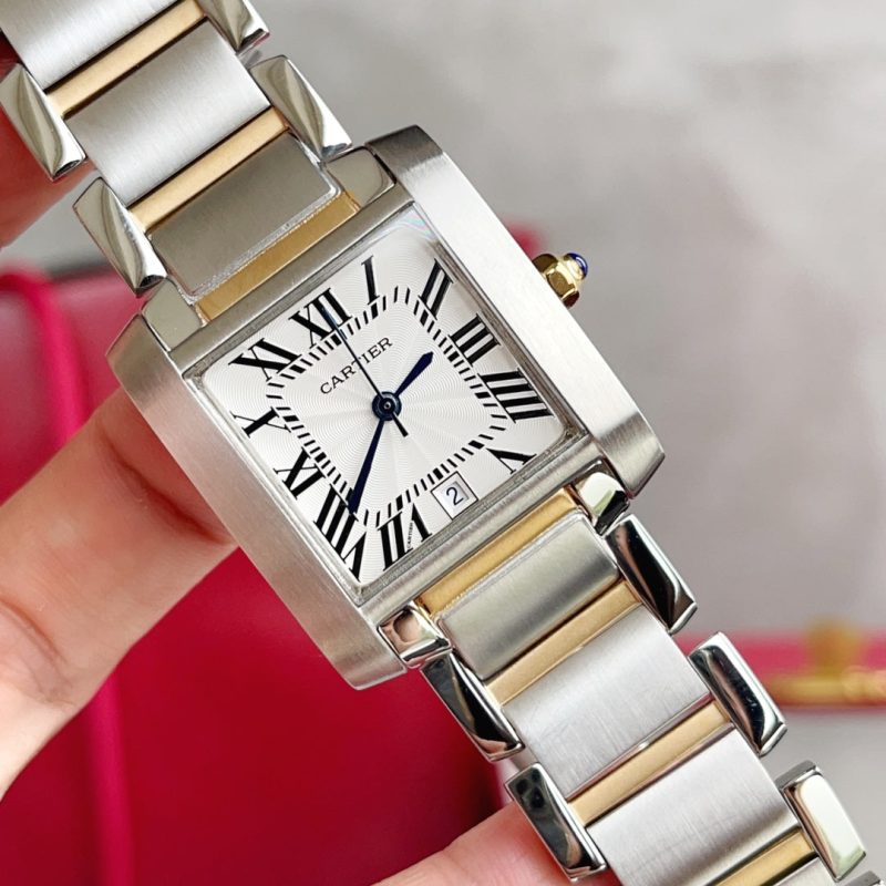 13344677689627485 TANK FRANCAISE 28 GOLD STEEL WHITE DIAL