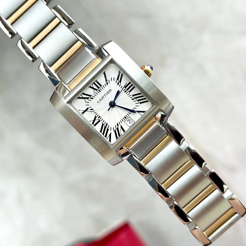 13344677720976640 TANK FRANCAISE 28 GOLD STEEL WHITE DIAL