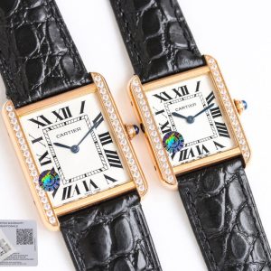13344678856813066 TANK SOLO PINK GOLD DIAMOND BEZEL CROCODILE LEATHER