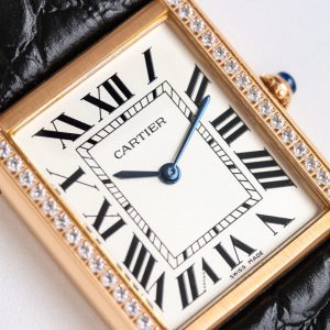 13344678860286356 TANK SOLO PINK GOLD DIAMOND BEZEL CROCODILE LEATHER