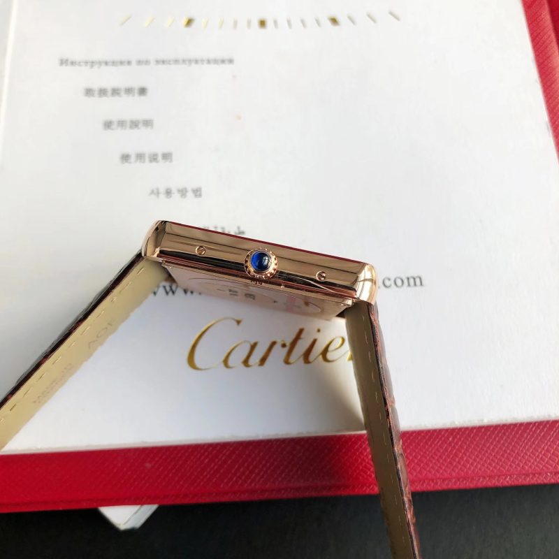 TANK SOLO QUARTZ PINK GOLD CASE BROWN LEATHER