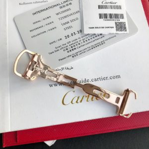 TANK SOLO QUARTZ PINK GOLD CASE BROWN LEATHER