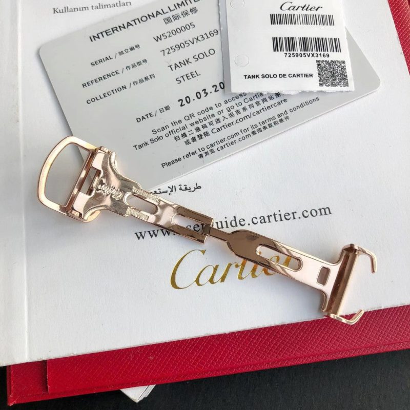 TANK SOLO QUARTZ PINK GOLD CASE BROWN LEATHER