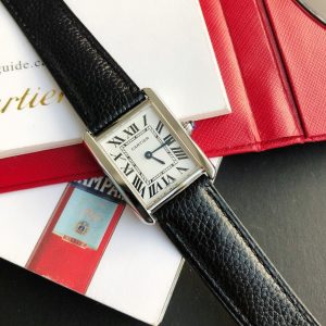 13349439428317320 TANK SOLO SILVER CASE BLACK CALFSKIN LEATHER