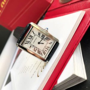 13349439431141349 TANK SOLO SILVER CASE BLACK CALFSKIN LEATHER