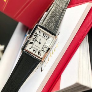 13349439433978794 TANK SOLO SILVER CASE BLACK CALFSKIN LEATHER