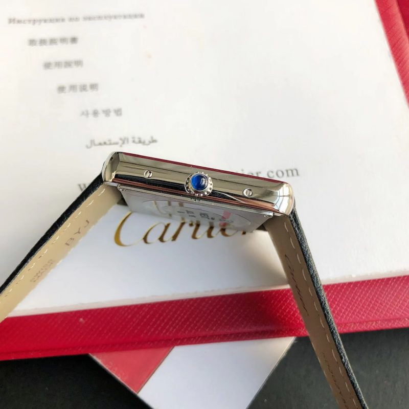 13349439435509054 TANK SOLO SILVER CASE BLACK CALFSKIN LEATHER