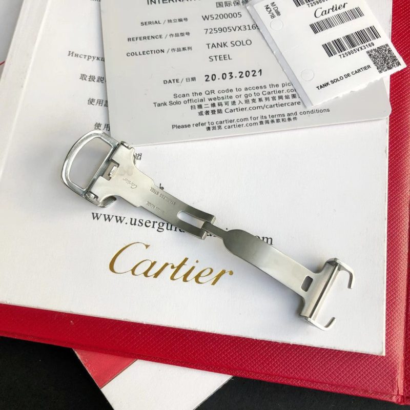 13349439438483932 TANK SOLO SILVER CASE BLACK CALFSKIN LEATHER