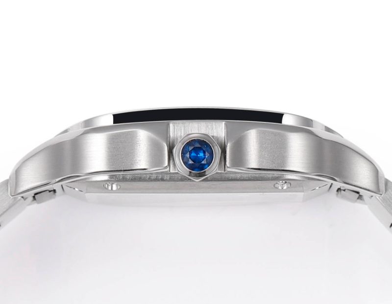 SANTOS LADY 35.1MM STEEL CASE BLUE DIAL DIAMOND BEZEL