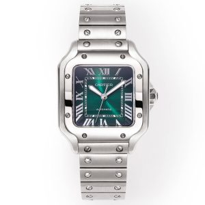 SANTOS LADY 35.1MM STEEL CASE DEEP GREEN DIAL