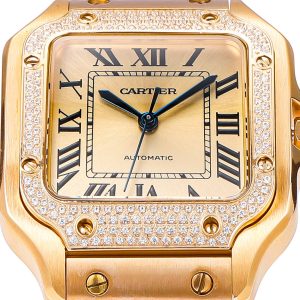 SANTOS LADY 35.1MM GOLD CASE GOLD DIAL DIAMOND BEZEL
