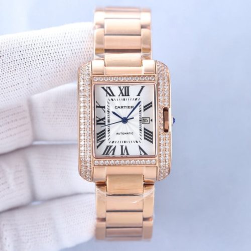 TANK ANGLAISE 30 PINK GOLD DIAMOND BEZEL