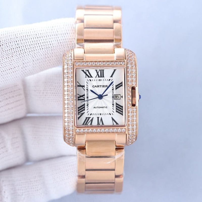 TANK ANGLAISE 30 PINK GOLD DIAMOND BEZEL