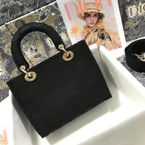 MEDIUM LADY D-LITE 24 BLACK CANNANGE EMBROIDERY