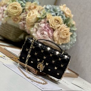 13350630740261802_7641bb38-38ab-48fc-a524-657baf6d2cf4 MISS LADY 21 BUTTERFLY STUD BLACK LAMBSKIN