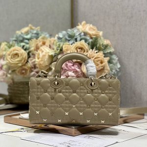 13350630864178473_4cded810-1d97-4e82-aa64-12f0e777aeee MEDIUM LADY D-JOY 26 BUTTERFLY STUD OLIVE LAMBSKIN