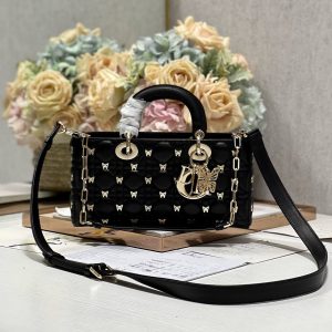 13350631108297531_66e24c7b-fc6d-4c0d-88e0-22929408c8f9 MEDIUM LADY D-JOY 26 BUTTERFLY STUD BLACK LAMBSKIN