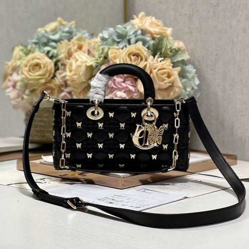 13350631108297531_66e24c7b-fc6d-4c0d-88e0-22929408c8f9 MEDIUM LADY D-JOY 26 BUTTERFLY STUD BLACK LAMBSKIN