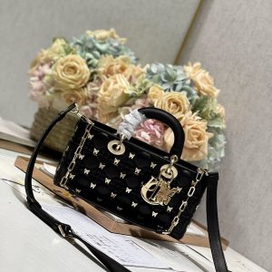 13350631121464221_6da5c950-f5ff-4871-86bd-36f67e1f2b0a MEDIUM LADY D-JOY 26 BUTTERFLY STUD BLACK LAMBSKIN