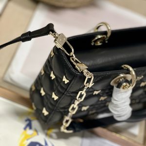 13350631123970032_0d4b540b-8bac-4ea1-be99-f610e89b6cf2 MEDIUM LADY D-JOY 26 BUTTERFLY STUD BLACK LAMBSKIN