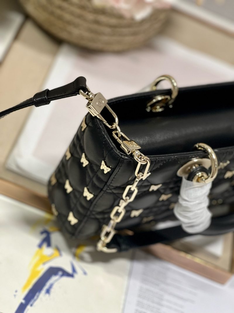 13350631123970032_0d4b540b-8bac-4ea1-be99-f610e89b6cf2 MEDIUM LADY D-JOY 26 BUTTERFLY STUD BLACK LAMBSKIN