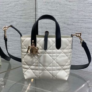 CD Small Toujours Vertical 18cm White and Black Lambskin