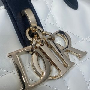 CD Small Toujours Vertical 18cm White and Black Lambskin